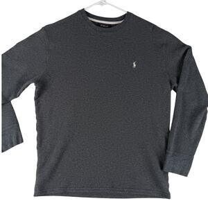 Polo Ralph Lauren Thermal Top Womens Large Charcoal Gray Layer Waffle Knit